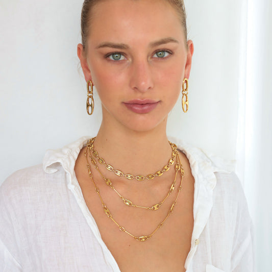 NYX NECKLACE GOLD BAR LINK AND ANCHOR LINK CHAIN