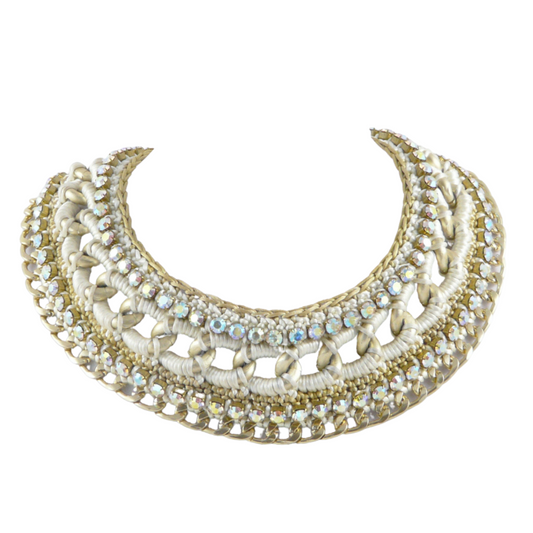 APHRODITE BIB NECKLACE IN BEIGE/CREAM