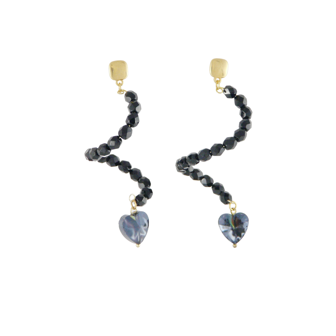 SWIRL DROP MEDIUM EARRINGS IN BLACK