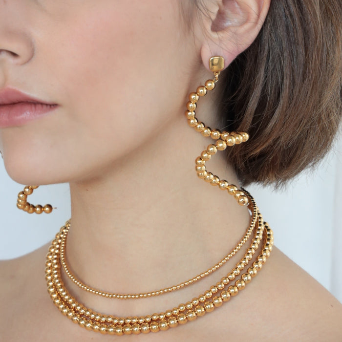 CELESTINE EARRINGS IN 24K GOLD PLATED METAL BEADS