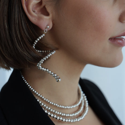 CELESTINE EARRINGS WITH 999 SILVER PLATED METAL BEADS