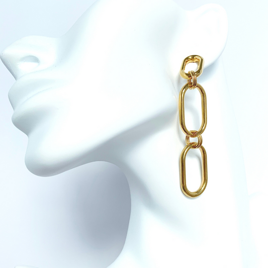 DEMETER 24K PLATED LONG LINK EARRINGS