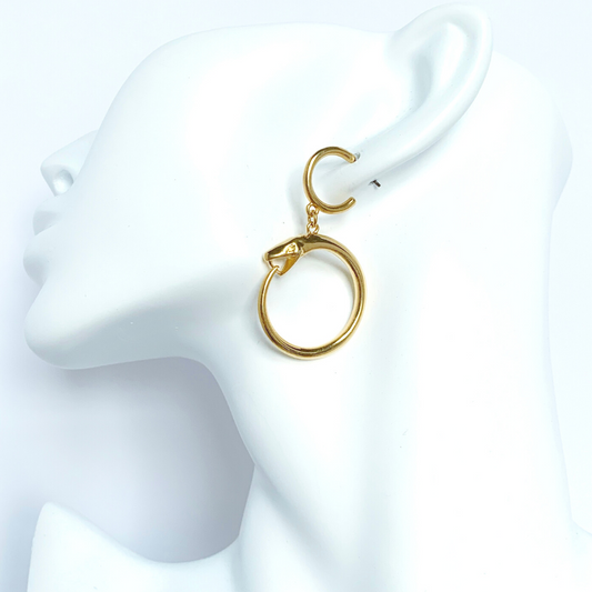 EURYALE 24K GOLD PLATED HOOP SERPENT EARRINGS