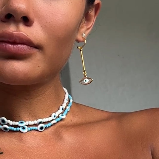 EYE CATCHING EYE NECKLACE WITH MIYUKI SEED BEADS AND EYE BEADS