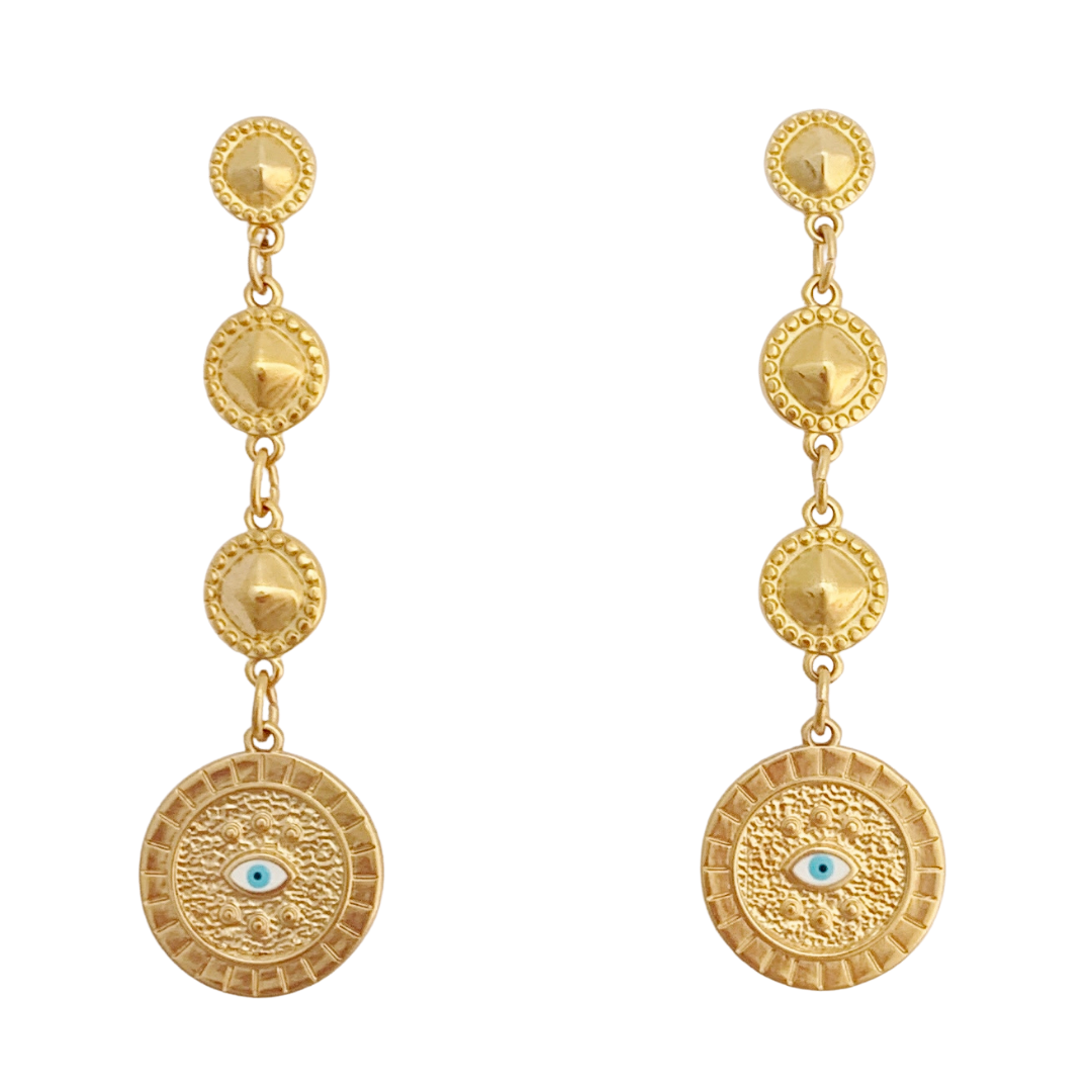 HERMINA 24K GOLD PLATED EYE EARRINGS