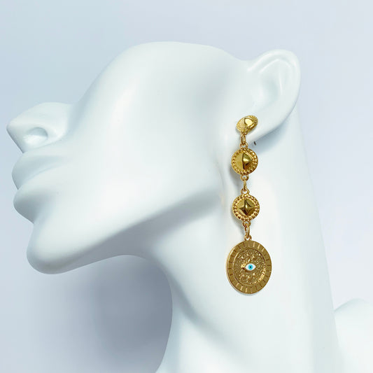 HERMINA 24K GOLD PLATED EYE EARRINGS