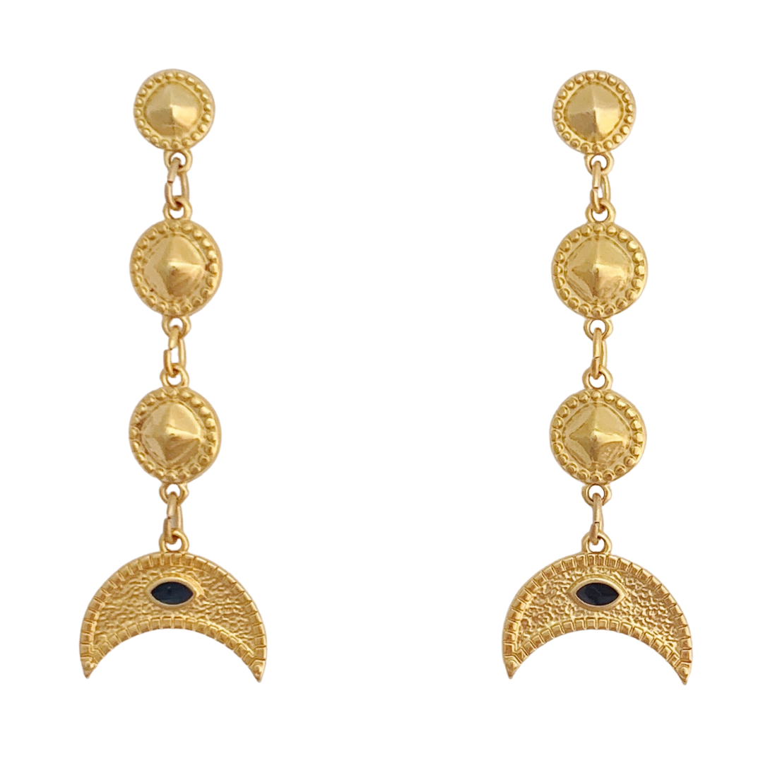 HERMIONE 24K GOLD PLATED EARRINGS WITH BLACK ENAMEL