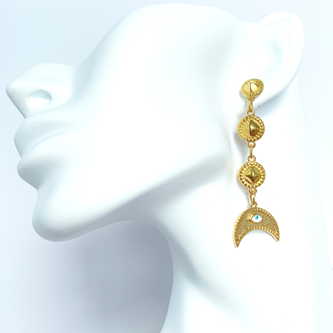 HERMIONE 24K GOLD PLATED EYE EARRINGS