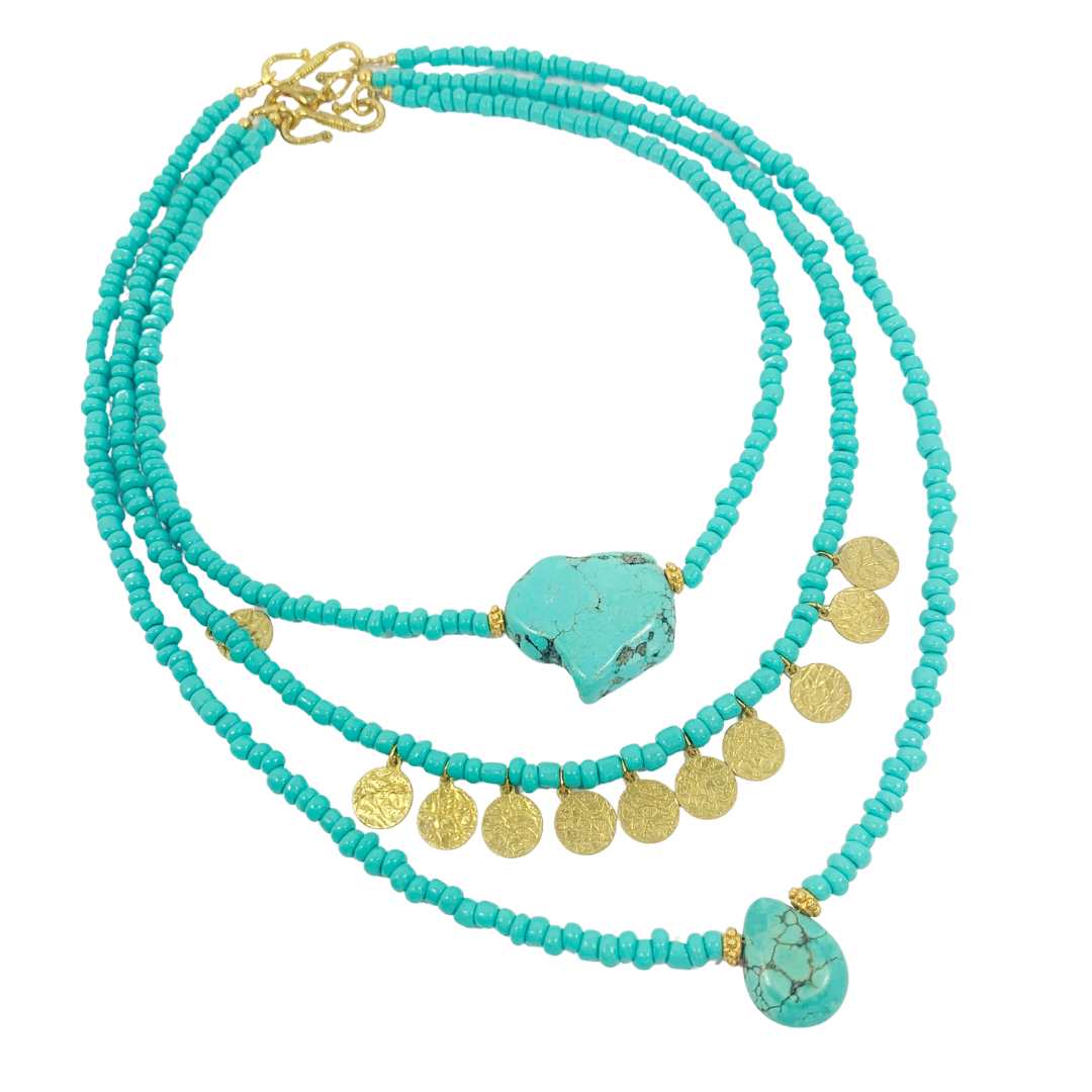 MOROCCAN TURQUOISE 3-NECKLACE STACK