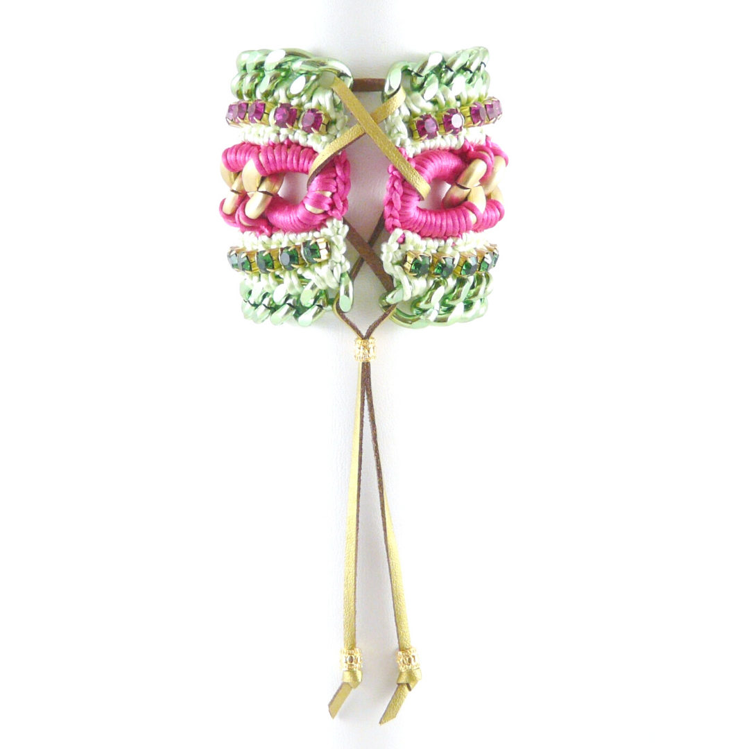MUSES CUFF BRACELET IN FUCSHIA/GREEN