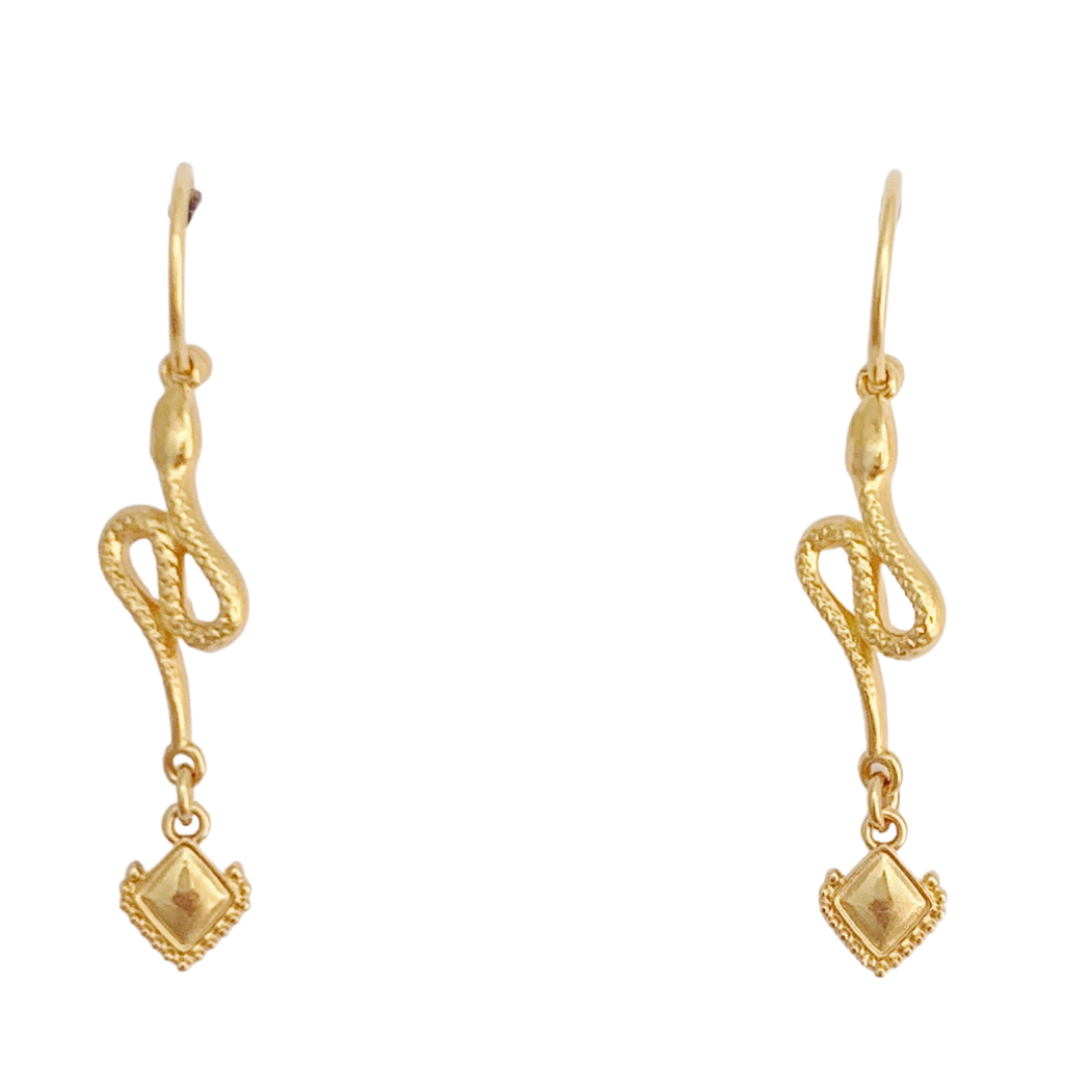 OFIS 24K GOLD PLATED FINE HOOP SERPENTINE EARRINGS