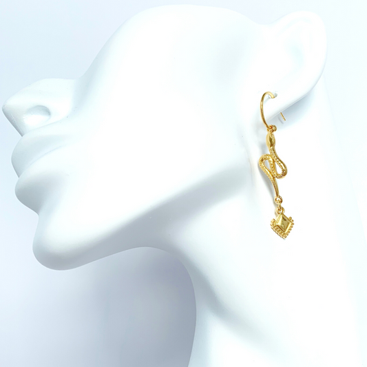 OFIS 24K GOLD PLATED FINE HOOP SERPENTINE EARRINGS