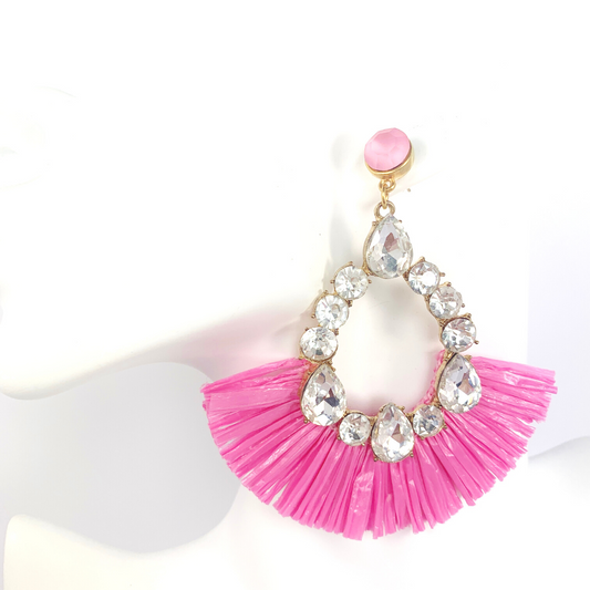 PARTY ALL NIGHT FUCHSIA/PINK CRYSTAL EARRINGS