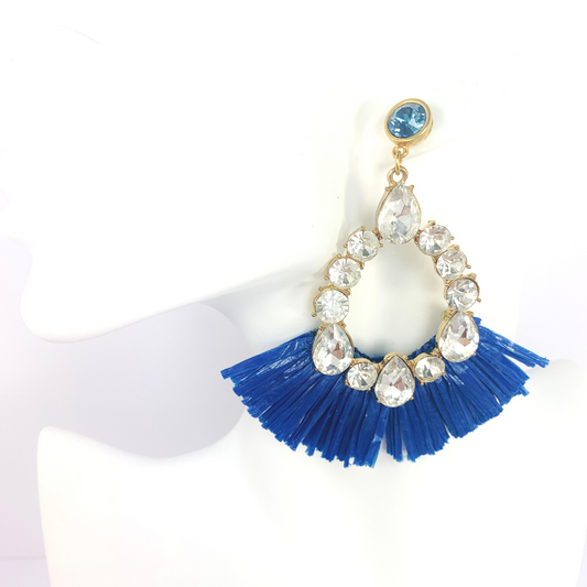 PARTY ALL NIGHT NAVY/BLUE CRYSTAL EARRINGS