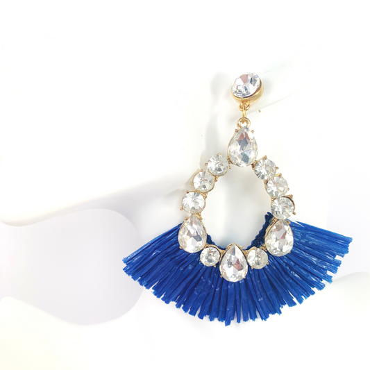 PARTY ALL NIGHT NAVY/CLEAR CRYSTAL EARRINGS