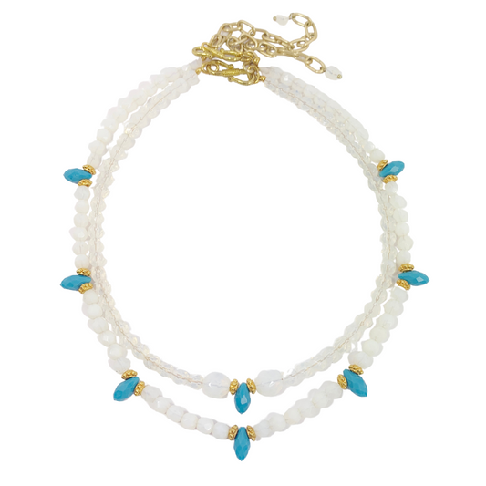 POSITANO NECKLACE IN WHITE/TURQUOISE