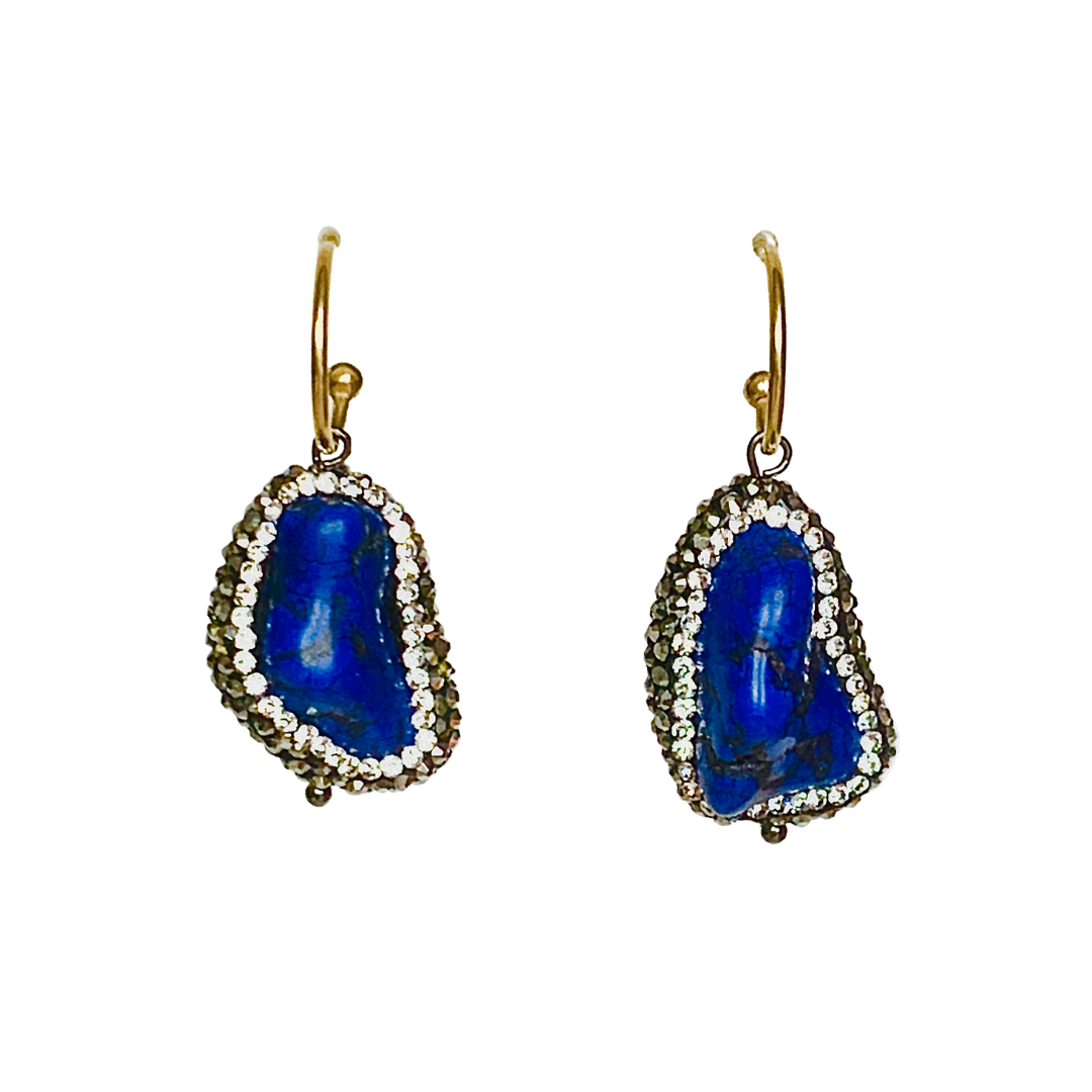 PRECIOUS LAPIS HOOP EARRINGS