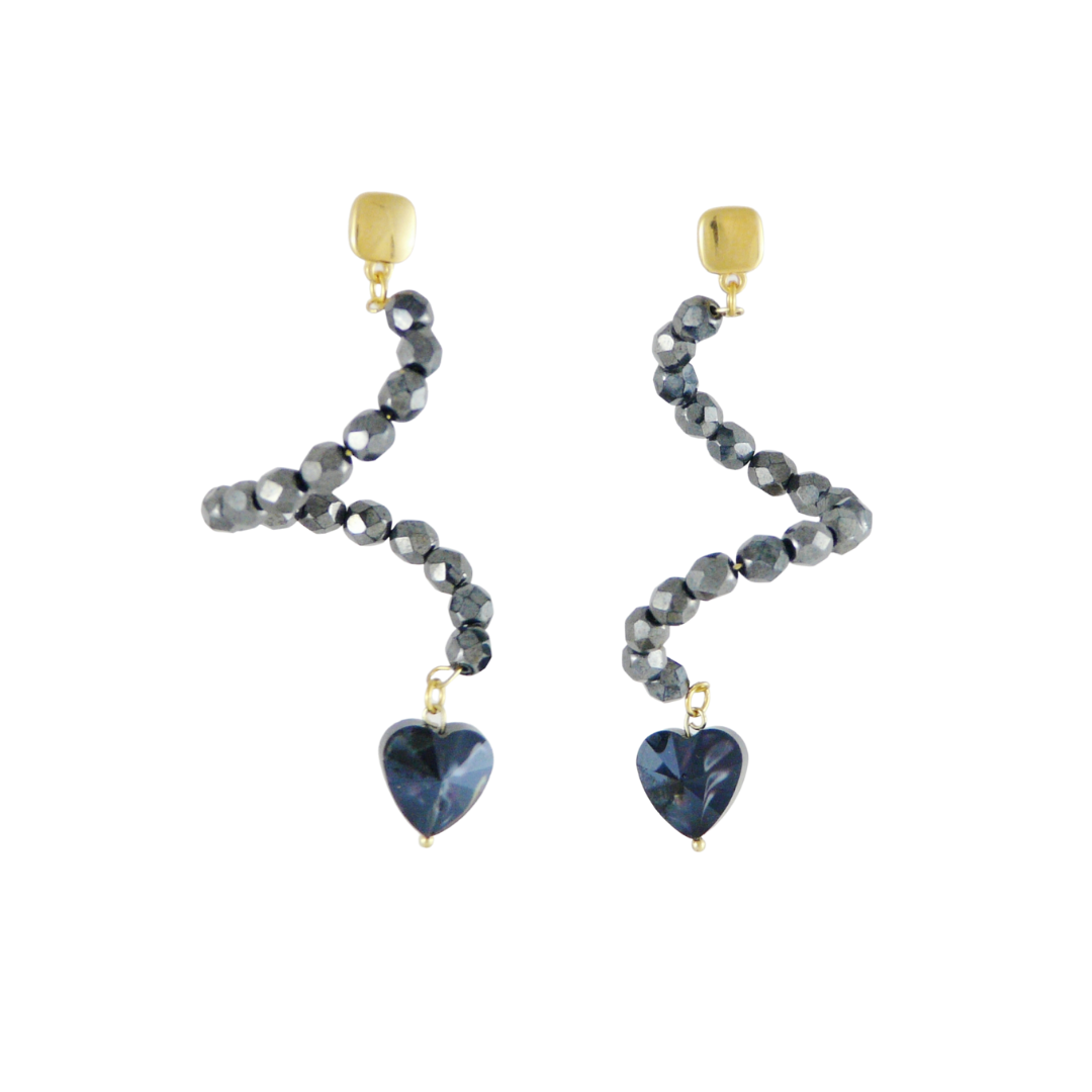 SWIRL DROP MEDIUM EARRINGS IN HEMATITE