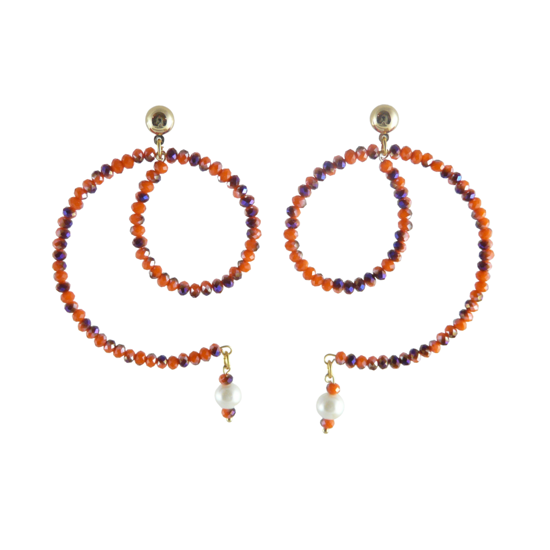 SWIRL HOOP EARRINGS IN ORANGE/MULTI