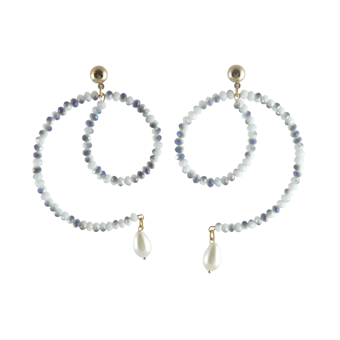 SWIRL HOOP EARRINGS IN WHITE/BLUE