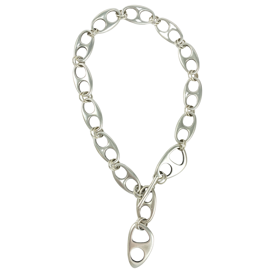 THALIA 999 SILVER PLATED HAND CRAFTED LARGE LINK NECKLACE