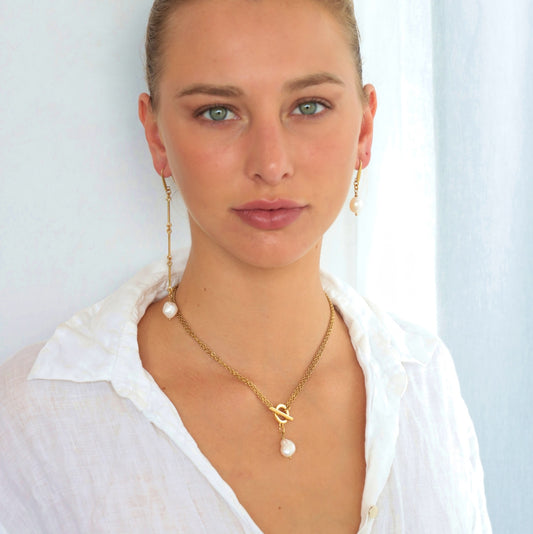 TWO WAY NECKLACE WITH FRESHWATER BAROQUE PEARL