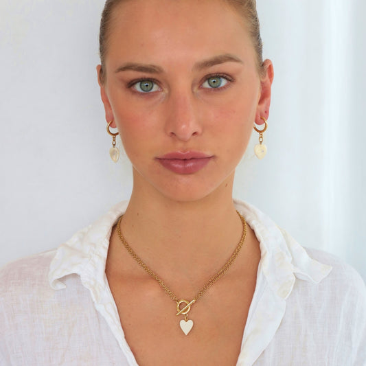 TWO WAY NECKLACE WITH WHITE ENAMEL HEART