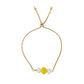 ALEMAGOU CHAIN BRACELET WITH YELLOW AUSTRIAN CRYSTAL AND FRESHWATER PEARLS