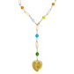 ALEMAGOU NECKLACE WITH 24K GOLD PLATED CHAIN LINKS AND AUSTRIAN CRYSTALS AND FRESH WATER PEARLS WITH 24K GOLD PLATED HEART PENDANT