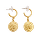 ALEXANDRA 24K GOLD PLATED HOOP EARRINGS WITH ALEXANDER THE GREAT ROUND DISC