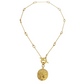 ALEXANDRA 24K GOLD PLATED HAND CRAFTED BAR LINK CHAIN NECKLACE WITH ALEXANDER THE GREAT ANCIENT GREEK COIN PENDANT