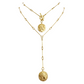 ALEXANDRA 24K GOLD PLATED HAND CRAFTED BAR LINK CHAIN NECKLACE AND LARIAT NECKLACE WITH ALEXANDER THE GREAT ANCIENT GREEK COIN PENDANT