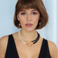 BABY PANORMOS NECKLACE WITH FRESHWATER PEARLS AND BLACK AUSTRIAN CRYSTALS