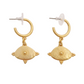 BYZANTINE 24K GOLD PLATED HOOP EARRINGS WITH BYZANTINE OVAL PENDANT