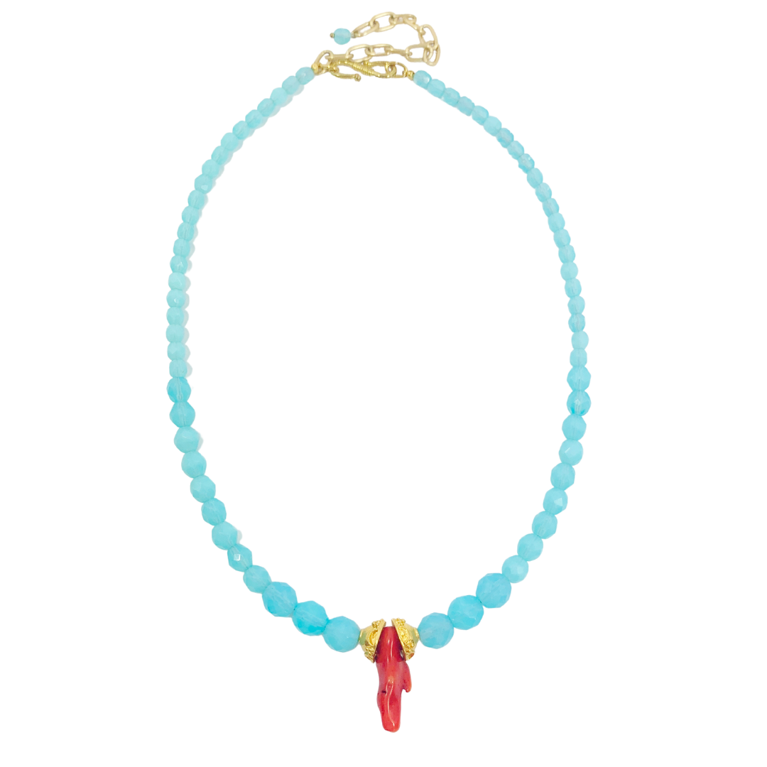 CAPRI NECKLACE IN TURQUOISE/CORAL