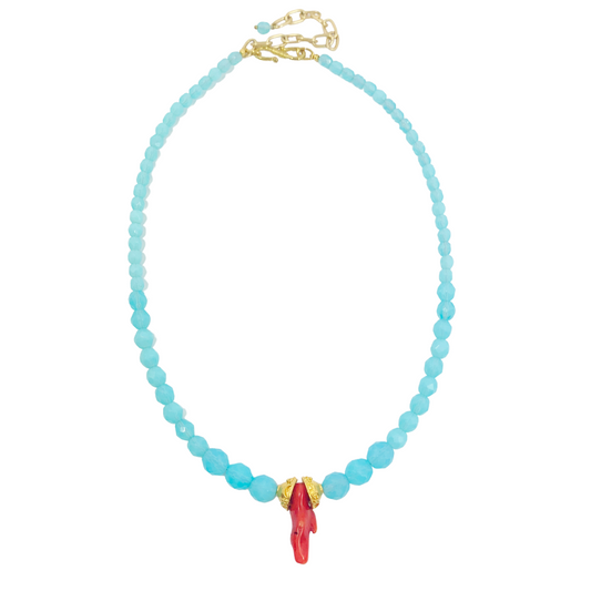 CAPRI NECKLACE IN TURQUOISE/CORAL