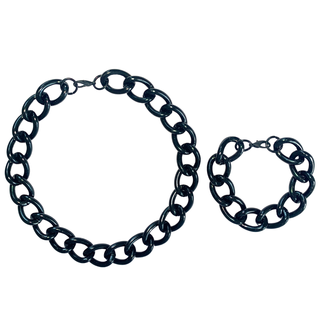 COBI CHAIN NECKLACE AND BRACELET IN BLACK