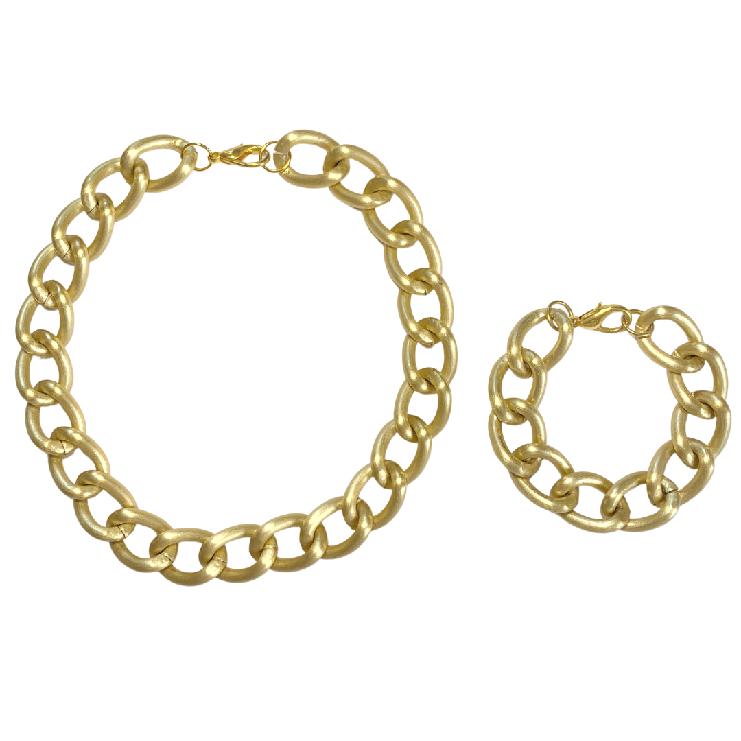 COBI CHAIN NECKLACE AND BRACELET IN GOLD