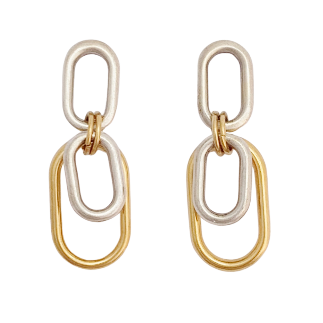 ERATO 24K GOLD AND 999 SILVERPLATED EARRINGS WITH LARGE LINKS