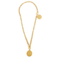 ERINNA NECKLACE AND BRACELET CONNECTED IN 24K GOLD PLATED BELCHER CHAIN AND PHAISTOS DISC