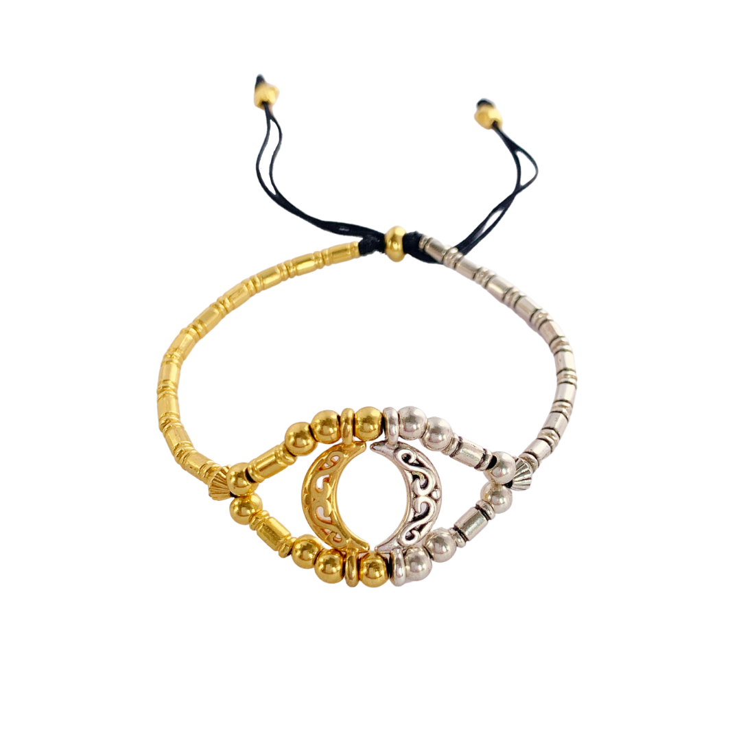 EYE CATCHER BRACELET GOLD AND SILVER PLATED BEADS