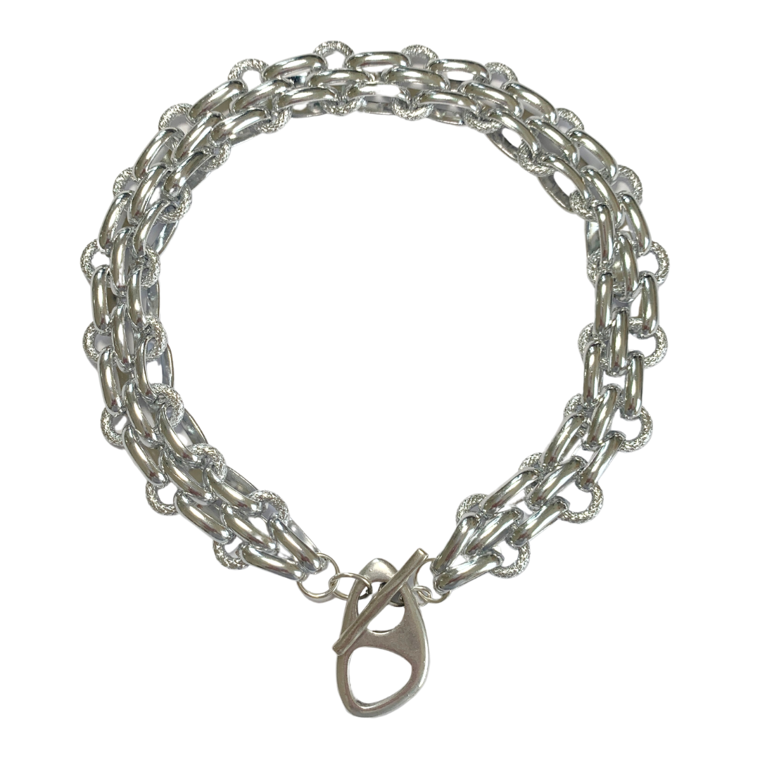 HERA NECKLACE 999 RHODIUM SILVER PLATED CHAIN WITH TOGGLE CLASP CLOSURE