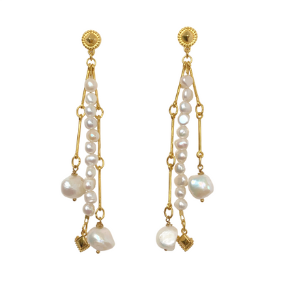 KESSARIA EARRINGS WITH FRESHWATRER BAROQUE PEARLS AND GOLD ELEMENTS