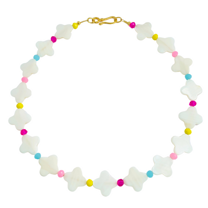 KASSOS NECKLACE IN MOTHER OF PEARL AND OPAQUE SWAROVSKI CRYSTALS