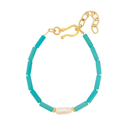 LUANA ANKLET TURQUOISE AND FRESHWATER PEARLS