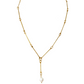 MARINA 24K GOLD PLATED HAND ASSEMBLED BAR CHAIN AND FRESHWATER PEARL DROP