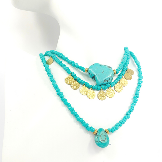 MOROCCAN TURQUOISE 3-NECKLACE STACK