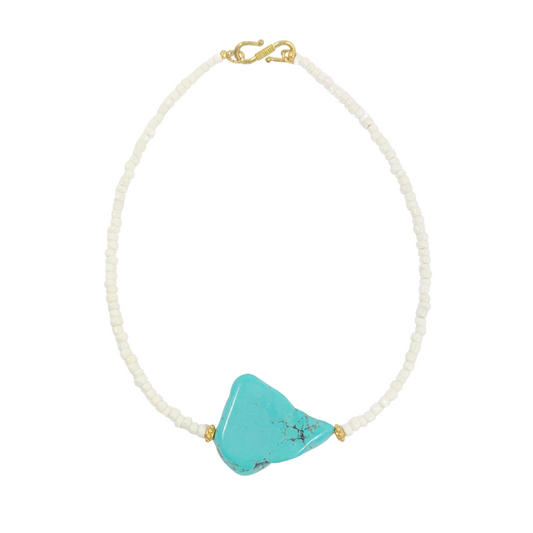 MOROCCAN WHITE/TURQUOISE NECKLACE