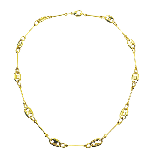 NYX NECKLACE GOLD BAR LINK AND ANCHOR LINK CHAIN