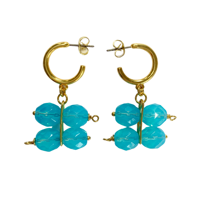 PANORMOS HOOP EARRINGS WITH TURQUOISE OPAQUE AUSTRIAN CRYSTALS